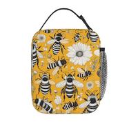 BeesBloomPlay, borsa termica per il pranzo, per uomini e donne, design con stampa completa, riutilizzabile, a prova di perdite, grande capacità, per lavoro, scuola, ufficio, viaggi, picnic, con