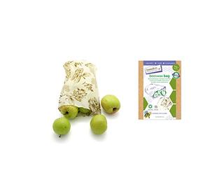 beeskin Sacchetto in Cera d'api - Perfetta Combinazione tra la Pellicola in Cera d'api e Il Sacchetto del Pane per la conservazione degli Alimenti - Formato S, 18 x 28 cm (Flower)