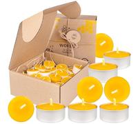 BeesWax World - Candele 100% cera d'api con stoppino in cotone - 4h di combustione - Set da 10 o 50 pezzi - Candele ecologiche in cera d'api con plastica riciclata (16, Metallo)