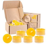 BeesWax World - Candele 100% cera d'api con stoppino in cotone - 4h di combustione - Set da 10 o 50 pezzi - Candele ecologiche in cera d'api con plastica riciclata (10, Trasparente)
