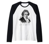 Beethoven-Ritratto Ludwig Van Beethoven Musica Classica Maglia con Maniche Raglan