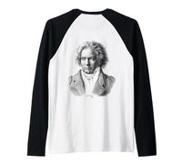 Beethoven Stampa Indietro Classical Music Composer Piano Player Maglia con Maniche Raglan