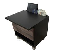 Beetle Wood - Comodino nero con scomparto segreto e doppio fondo nascosto | Cassetto frontale in pino massiccio | Mobile mimetico con serratura RFID | Comodino di sicurezza per nascondere denaro