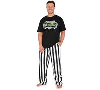 BEETLEJUICE Pigiama Uomo, Comodo Cotone Abbigliamento da Casa - Regalo Uomo (Nero/Bianco, M)