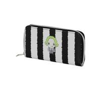 Beetlejuice Stripes-Portafoglio Essenziale, Bianco, 19 x 10 cm