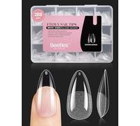 Beetles - Punte per unghie in gel medio, 12 misure, 288 pezzi, semi-opache, copertura completa per unghie in acrilico trasparente, per incollare le unghie, regalo fai da te per donne