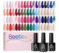 Beetles - Set di 39 smalti in gel UV con base coat, glitter riflettenti, bordeaux, blu, verde, colori invernali, 36 colori, per ragazze