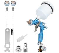 BEETRO HVLP Pistola a Spruzzo ad Aria Compressa Professionale, Ugello da 280-320 mm con Ugello Largo da 1,3/1,4 mm, Capacità di 600 ml (azzurro)
