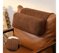 Beeveer Cuscino poggiatesta regolabile in sherpa, 60 x 40 cm, cuscino antiscivolo per testa e collo, per sollievo dal collo e supporto cervicale, per viaggi, casa, poltrona reclinabile (marrone)
