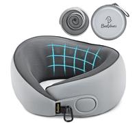 BeeVines Travel Pillow with Carry Bag, Memory Foam Neck Pillow for Airplanes, 360° Wrap Around Support for Sleeping, Breathable & Washable Cover for Long Flights, Car & Train Travel