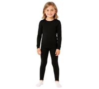 BEEYANOPAL Completo Intimo Termico Bambina Invernale Maglia e Leggings Foderati in Pile, Caldo, Elasticizzato, Morbido e Traspirante (Nero, XXL)