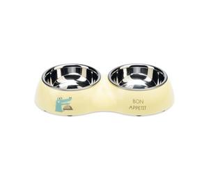 Beeztees Puppy Kroky, set da tavola per cani, plastica/acciaio inossidabile, giallo -