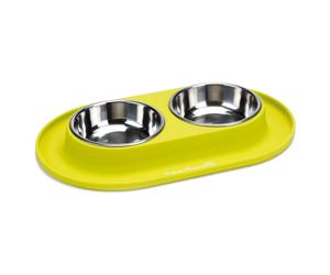 Beeztees Set Di Ciotole In Silicone Verde 31x19cm Per Cani, 2x125ml