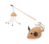 Beeztees Set di giochi in Sughero e Catnip per gatti - Set%: Topo di sughero Reinie + Cannetta polpo Tako