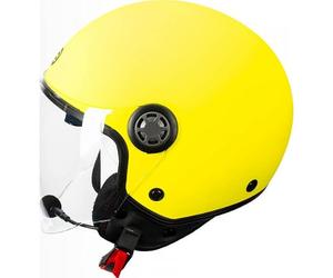 Befast - Jet Rapid Connect III - Casco Moto e Scooter con Interfono Integrato, Ampia Visiera Antigraffio e Occhialino Parasole a Scomparsa, Colore Giallo Fluo Opaco, Taglia S