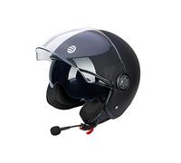 Befast | Rapid Connect III - Casco Jet Omologato con Interfono Integrato, Casco Scooter con Ampia Visiera Antigraffio, Casco Moto Jet con Occhialino Parasole a Scomparsa, Colore Nero Opaco