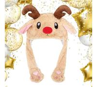 Befeixue Cuffia per orecchie mobili per bambini,Copricapo di Natale ripieno,Simpatico berretto in movimento per feste di musica festival eventi feste di famiglia mascherata