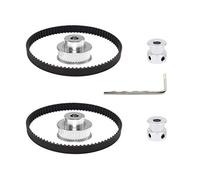 Befenybay, 2 Kit con ruota sincrona GT2 in alluminio con puleggia dentata da 20 e 40 denti con foro di 8 mm, 2 pezzi, cinghia lunga 200 mm e larga 6 mm (20-40T-8B-6)