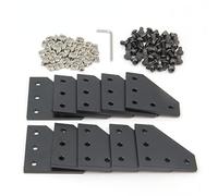 Befenybay Set di 10 piastre angolari con 50 viti M5x8mm e 50 dadi M5 T, piastra di giunzione esterna a 5 fori per telaio per stampante 3D profilo in alluminio serie 2020 (nero L-10 con vite)