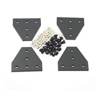 Befenybay Set di 4 piastre angolari con 20 viti M5 x 8 mm e 20 dadi M5 T, piastra di giunzione esterna a T a 5 fori per telaio per stampante 3D con profilo in alluminio serie 2020 (nero T-4 con vite)