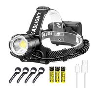 BEFIRE, Lampada Frontale 10000 Lumens, Torcia Frontale XHP70 Potente Luce USB LED Ricaricabile, Lampada da Testa Zoomabile Impermeabile con 3 Batterie e 3 Modalità, 8261