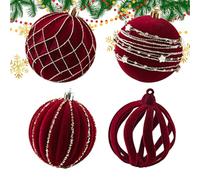 Beflockte Weihnachtsdekorationen - Dekorative Weihnachtskugeln, Dekorationen Mit Samtoberfläche | Ornamentset Mit Weicher Textur Und Festlichen Farben Für Die Baumdekoration Und Die Saisonale Dekorati