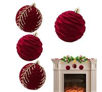 Beflockte Weihnachtsdekorationen - Dekorative Weihnachtskugeln, Dekorationen Mit Samtoberfläche | Ornamentset Mit Weicher Textur Und Festlichen Farben Für Die Baumdekoration Und Die Saisonale Dekorati