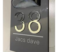 Befoore Insegna Solare Personalizzata for la casa, Numero civico Personalizzato con Luce Solare, Targa con Nome sulla Porta Tagliata al Laser, Targa con Numero civico Moderno a LED(C,220 * 350mm)