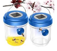 Befoore Trappole for vespe da appendere all'esterno, trappole for api carpentiere alimentate a energia solare for esterni con luce LED, trappola for vespe gialle for frutteto, fattoria(Blue)