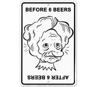 Before/After 6 Beers Tin Sign House Decor Food Drink Bar Targa in Metallo in Latta 20,3 x 30,5 cm