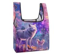 Before Castle Wolf Fox divertente borsa della spesa riutilizzabile stampata pieghevole borsa della spesa lavabile tote leggera con manico