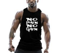 Befox Herren Cotton Tank Top Stringer Fitness Gym Shirt No Pain No Gain Weste Muscleshirt Sport Vest