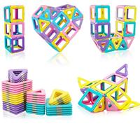 Befunsol Set di mattoncini magnetici, giocattolo educativo per bambini, 3-7 anni, giocattolo da costruzione con forme colorate, giocattolo STEM Montessori