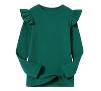Beganly - Maglietta a maniche lunghe in cotone per bambine, con scollo rotondo, basic, stretch, a costine, calda, top, 2 anni