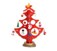 Begchy Albero di Natale in Legno DIY Albero di Natale Regalo Vacanza Mini Albero di Natale Decorazione per La Casa Tridimensionale Rosso