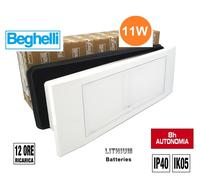 Lampada emergenza ricaricabile LED Beghelli 1499L, 11W, 8 ore di autonomia, 130 Lumen, IP40, Installabile a parete o incasso