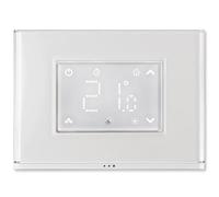 Beghelli - Cronotermostato Smart Dom-e con Display Touch e Placca Luminosa, Compatibile con Amazon Alexa e Google Assistant tramite App, Condizionamento/Riscaldamento, Luce Emergenza, Batteria Inclusa
