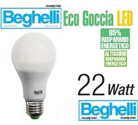 BEGHELLI LAMPADINA GLOBO GOCCIA LED 22W 150W E27 3000K LUCE CALDA WARM 2000 LM [EEK: A+]