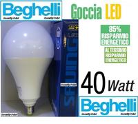 BEGHELLI LAMPADINA LED POTENTE GOCCIA GLOBO 40W 190W E27 3000LM LUCE CALDA 3000K [EEK: A+ Risparmio Energetico 85%]