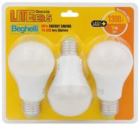Beghelli - LITELED6 Lampadine Led E27 Luce Calda, Blister Pack 3x, Lampadina Led a Goccia 13W, 1400lm, 3000K