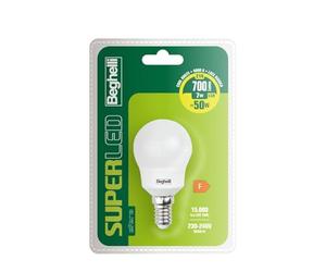 Beghelli - SUPER Led Lampadina Led E14 Luce Bianca, Lampadina Led a Sfera 7W, 700lm, 4000K