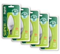 Beghelli - SUPER Led Lampadina Led E14 Luce Fredda, Lampadina Led a Oliva 7W, 700lm, 6500K, 5 Pezzi