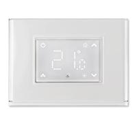 Beghelli - Termostato con Display Touch e Placca Luminosa Retroilluminata con 15 Colori, Sensore Luce, Modalità Condizionamento e Riscaldamento, Modalità Luce di Emergenza, Batteria Inclusa