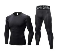 BEGIANT Intimo Termico Uomo Mutande Lunghe Uomo Pelli Manica Lunga Strato Base Compressione Top e Fondo Inverno Caldo Tuta Compressione Tuta Allenamento Sci Corsa, Linea nera., XL