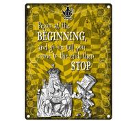 Begin Al Beginning E Go Su Alice IN Meravigliosa Insegna Grande IN Metallo (Col)