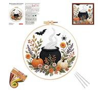 Beginner Embroidery Kit for Adults, Halloween Theme, Sewing Art Craft