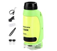 Beginner Microscope Kit - LED Lighted Pocket Scope, 50X-250X Magnification Toy, Preschool STEM Project, Small Student Science Lab, Portable Exploration Gear, Biological Study Tool