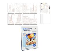 Beginner Watercolor Workbook Tri Fold Painting Relaxing Coloring Notebook,