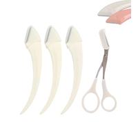 Beginner's Safety Eyebrow Razor,Stainless Steel Crescent Blade with Micro-Guard,Portable Crescent Eyebrow Makeup Trimmer, Easy Eyebrow Shaping Women Makeup Tools (3PCS-White)