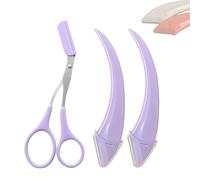 Beginner's Safety Eyebrow Razor,Stainless Steel Crescent Blade with Micro-Guard,Portable Crescent Eyebrow Makeup Trimmer, Easy Eyebrow Shaping Women Makeup Tools (2PCS-Purple)